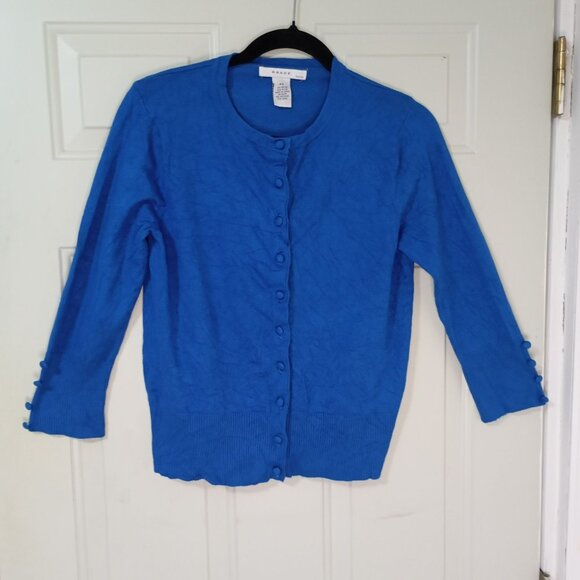 Grace Petite Womens Blue Cardigan Sweater Size PS With Button Detail - Picture 1 of 8